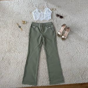 Olive Green Bootcut Flare Stretchy Jeans